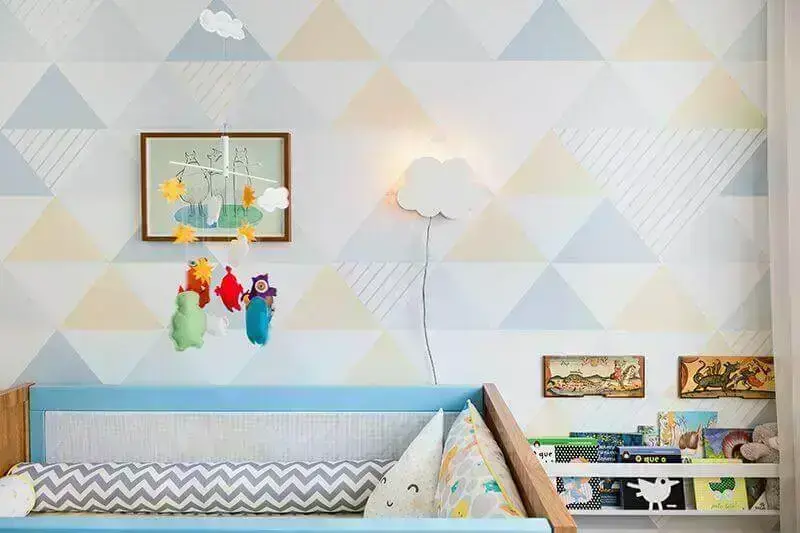 ideias para decorar quarto de bebê com arandela em formato de nuvem e mobile Foto Studio Novak