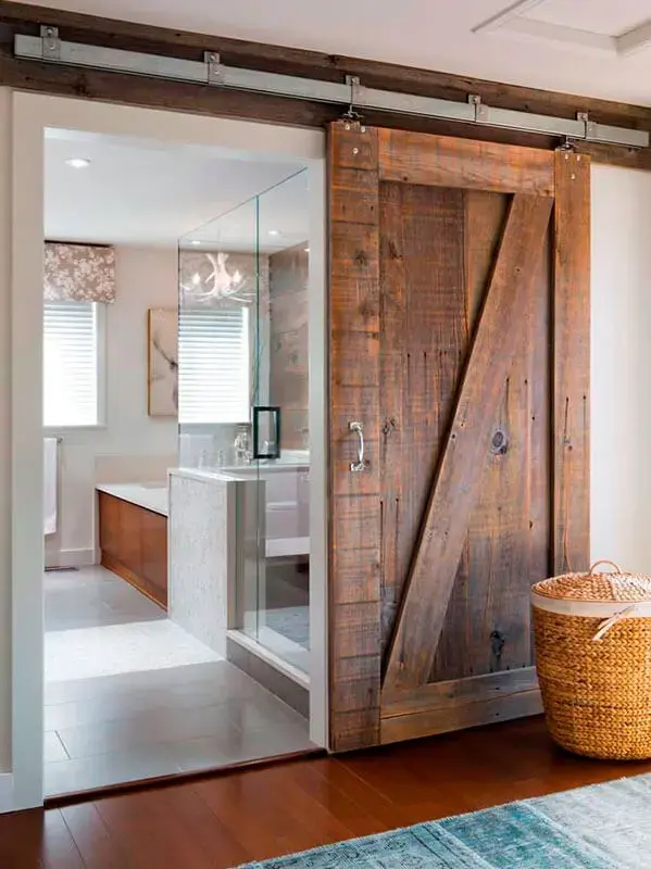 porta para banheiro de correr de madeira 