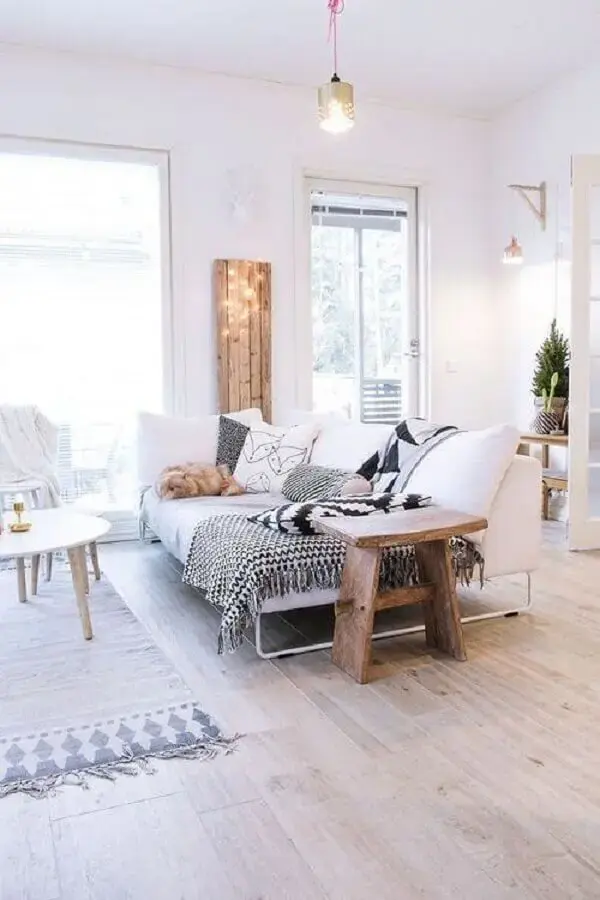 sofá branco para decoração de sala estilo escandinavo Foto Futurist Architecture