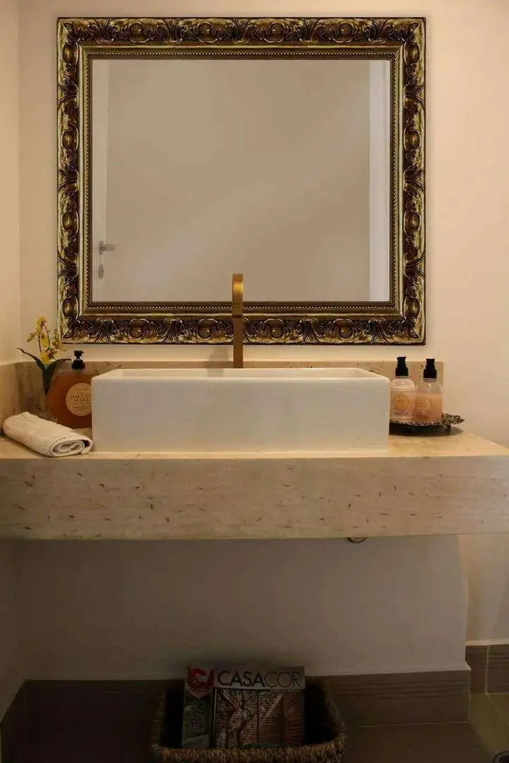toalha de lavabo - lavabo com espelho clássico 