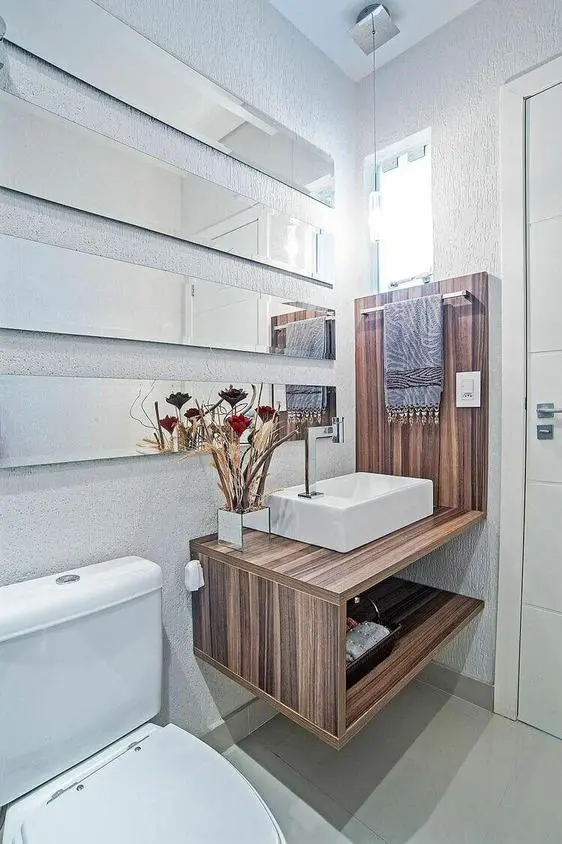 toalha de lavabo - pia quadrada branca de madeira 