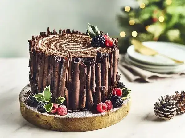 Creative Christmas tree trunk shaped cake