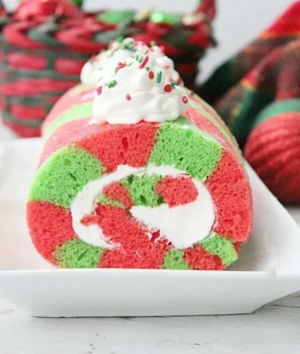 Green and red Christmas cake is pure taste