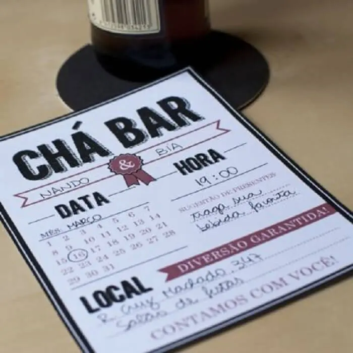 Convite simples para Chá Bar