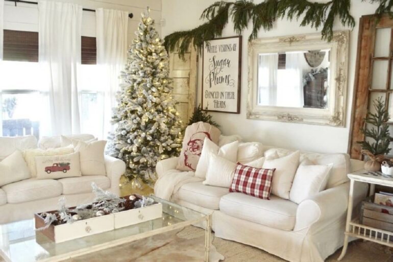 Ideia de decoração de natal para sala branca Foto Pinterest