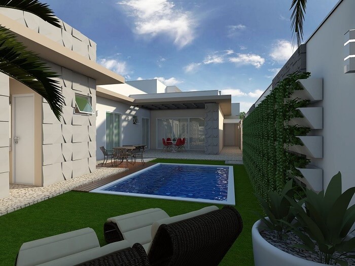 Modelos de casas com piscinas rente a parede