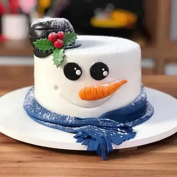 The snowman serves as inspiration for the Christmas cake