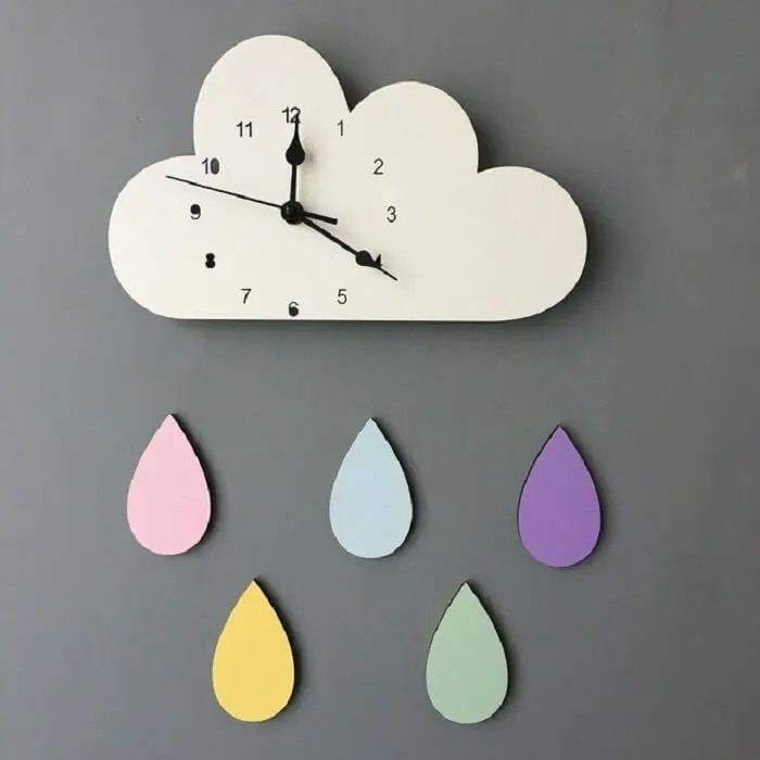 Relógio de parede criativo em formato de nuvem