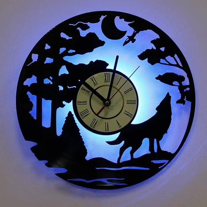 Relógio de parede lua com iluminação especial