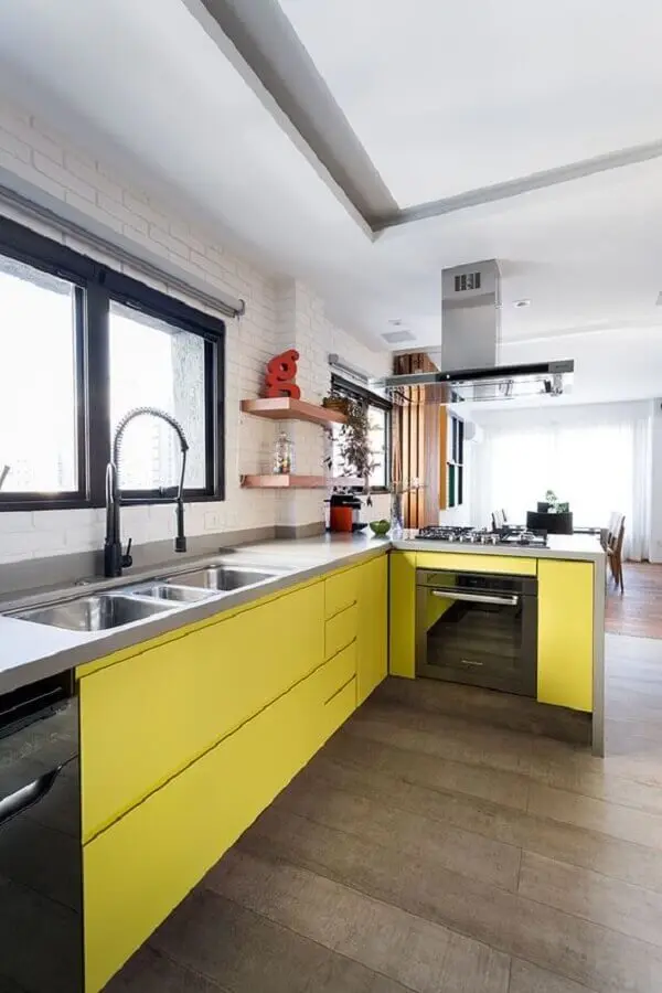 armário de cozinha amarelo planejado Foto Casa de Valentina