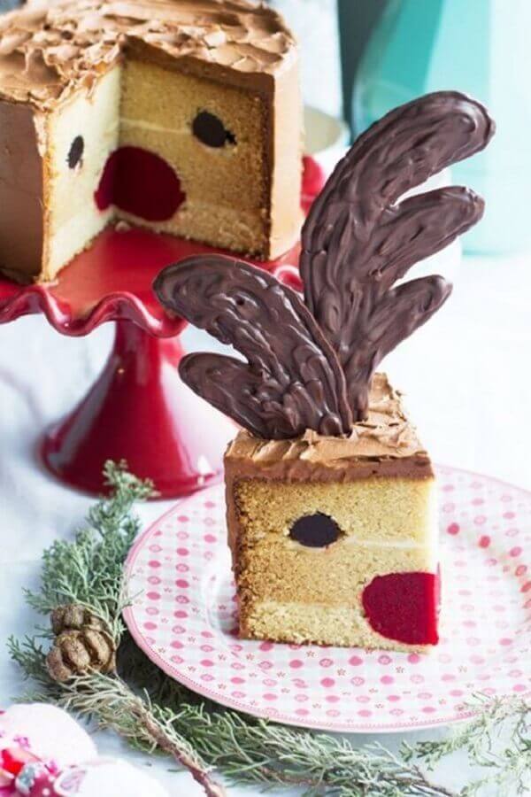 bolo de natal decorado por dentro com rostinho de rena Foto Pinterest
