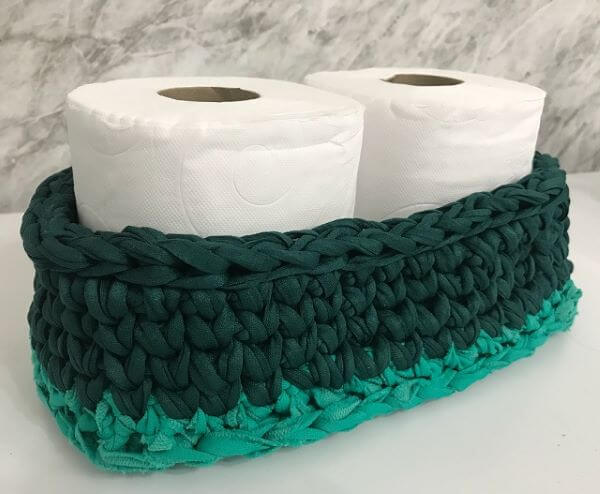 Como fazer porta papel higiênico de crochê em tons de verde