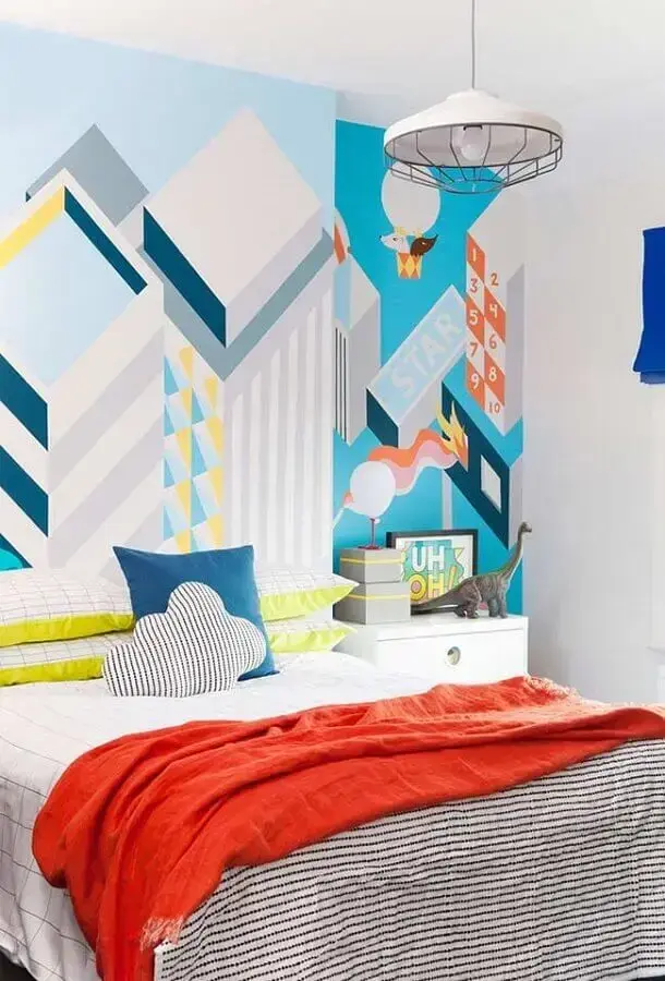decoração colorida com papel de parede para quarto infantil Foto 2LG Studio
