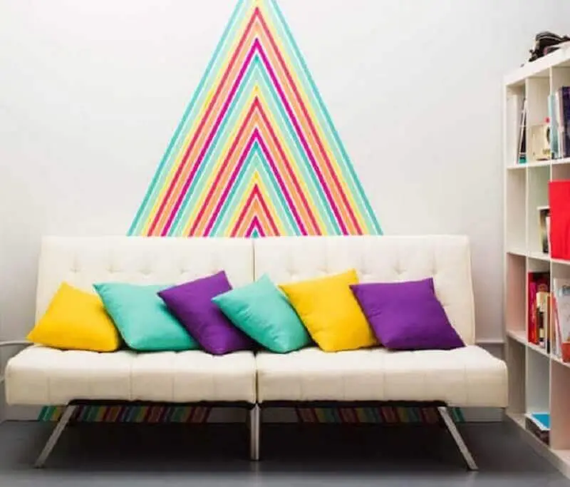 decoração com fita isolante colorida para sala de estar Foto HomeMania