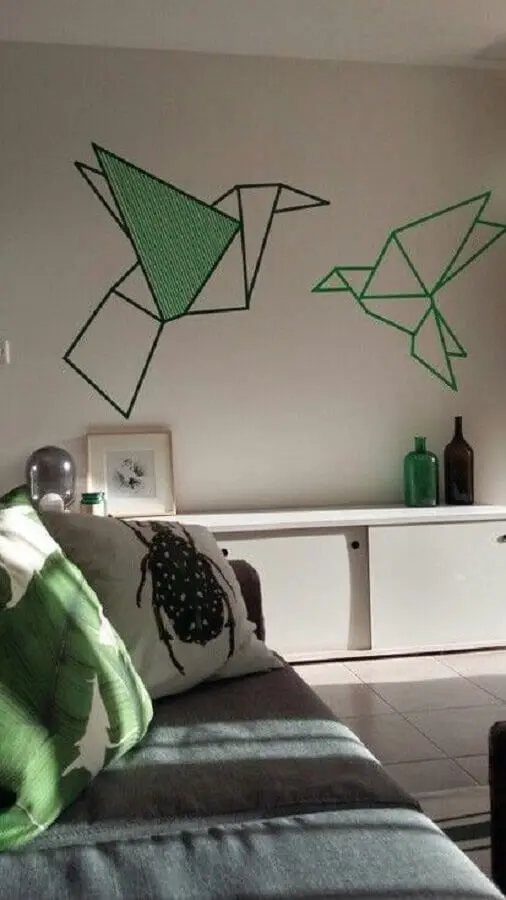 decoração com fita isolante para sala de estar Foto Hasshe