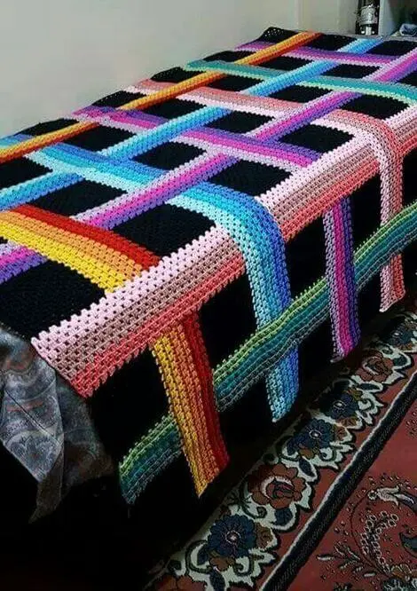 manta de crochê - manta colorida 