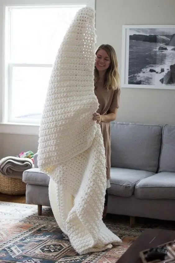 manta de crochê - manta de crochê branca grande 