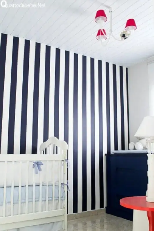 papel de parede azul marinho para decoração de quarto de bebê Foto Webcomunica