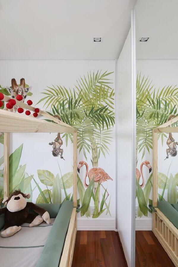 papel de parede infantil para quarto com estampa tropical Foto Casa de Valentina