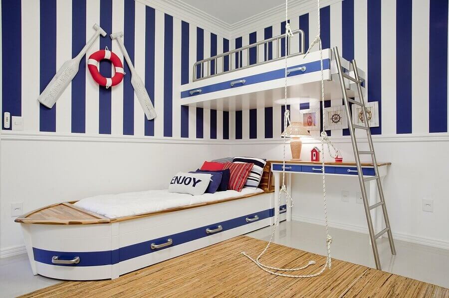 papel de parede para quarto infantil com tema marinheiro Foto Karla Silva
