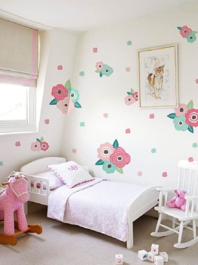 papel de parede para quarto infantil feminino com desenho de flores grandes Foto DecoRelated