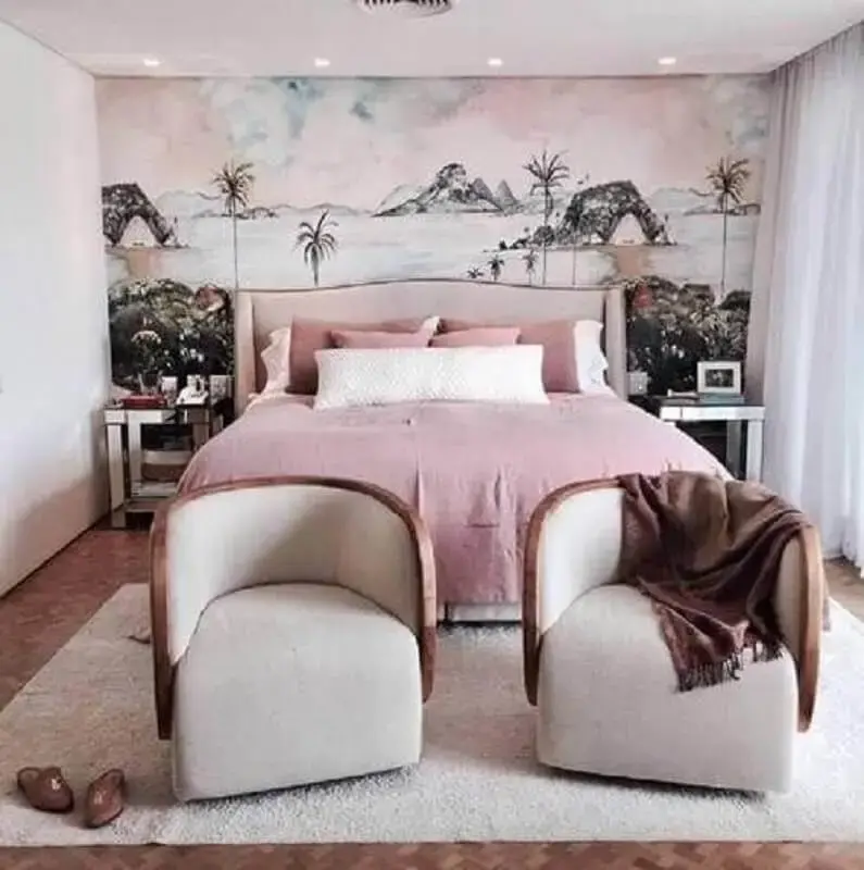 poltrona para quarto de casal decorado em tons de rosa Foto Decoração de casa