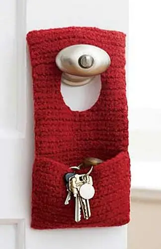 porta chaves de crochê vermelho 