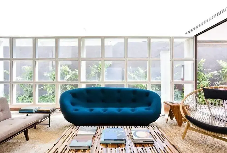sofá de luxo - sofá azul moderno 
