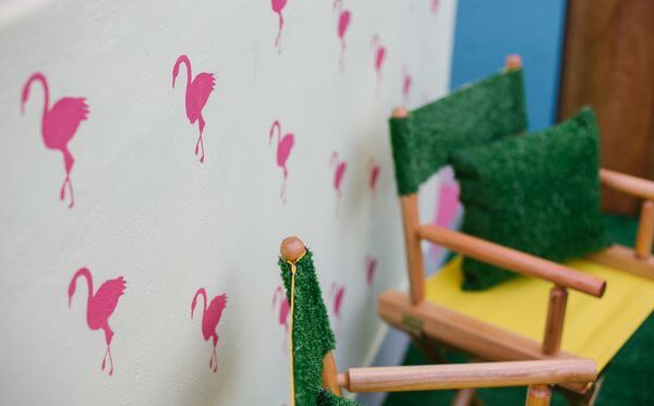 Stencil para parede de flamingos