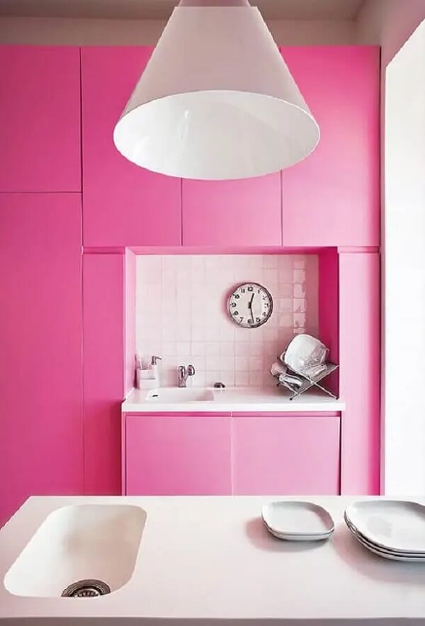 Decoração de cozinha rosa moderna