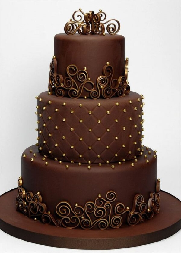 Modelo de bolo de casamento para os amantes de chocolate. Fonte: iCasei