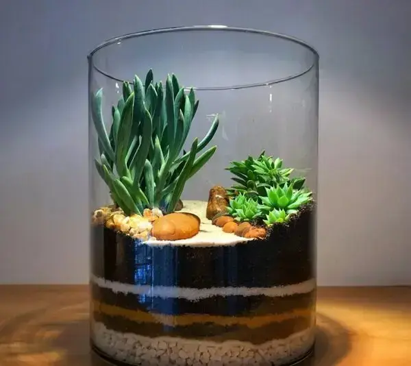 Reaproveite um pote de vidro para fazer um terrário e um mini jardim de suculentas