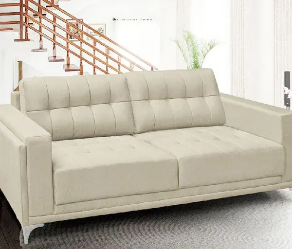 Conjunto de sofá suede branco 2 lugares