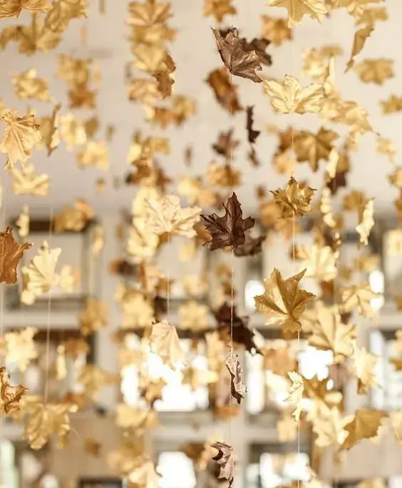bodas de ouro - decoração com folhas secas 