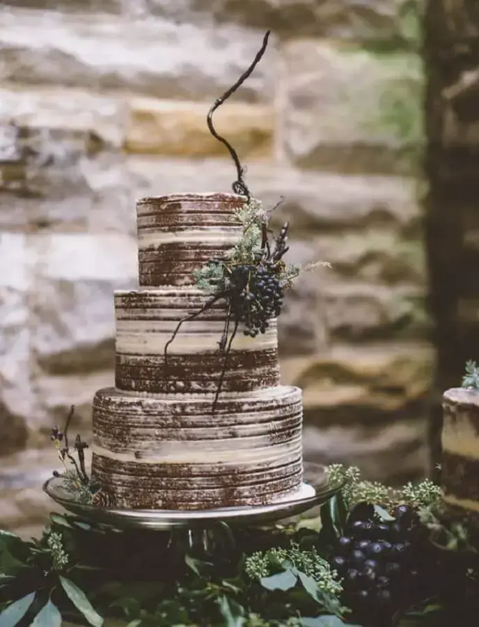 bolo de casamento rústico 3 andares Foto Wedding Cake Flavors