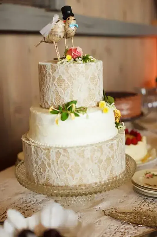 bolo de casamento simples Foto Noiva de Evasê