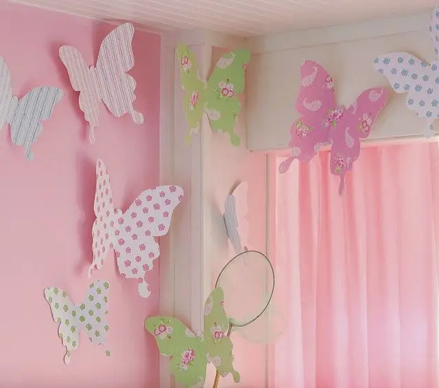 Borboletas de papel para usar na decoração do quarto de bebê