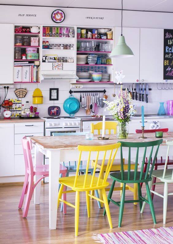 Cadeiras coloridas para cozinha