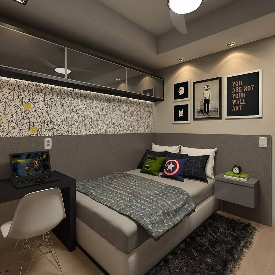 cama de solteiro box para quarto com decoração jovem Foto Dicas Decor