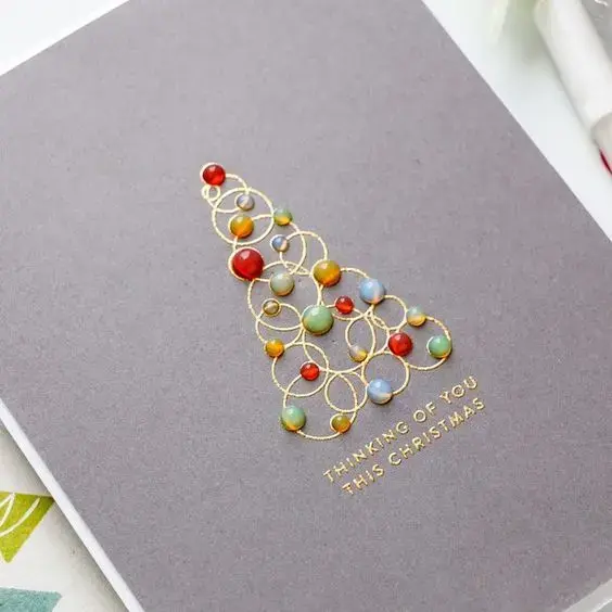christmas card - phrase and beads card 