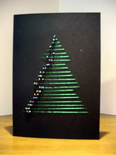christmas card - black and green tree card 