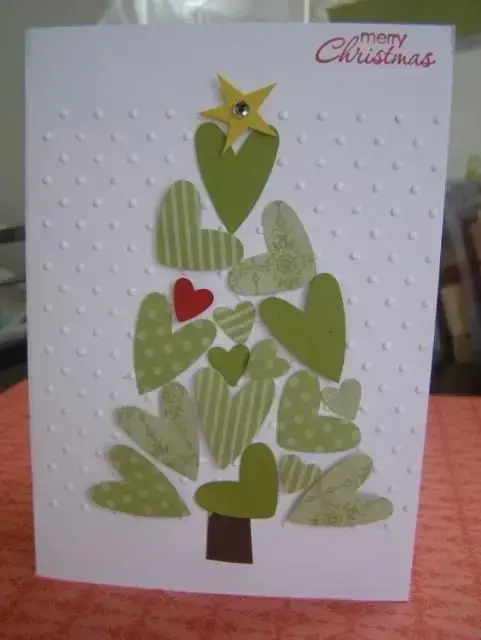 cartão de natal - cartão com árvores de coração 