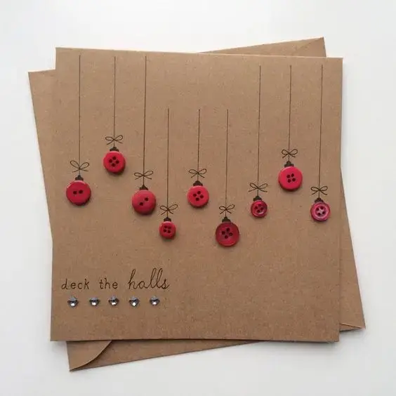 cartão de natal - cartão de natal com botões vermelhos