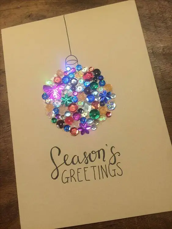cartão de natal - cartão de natal com lantejoulas 