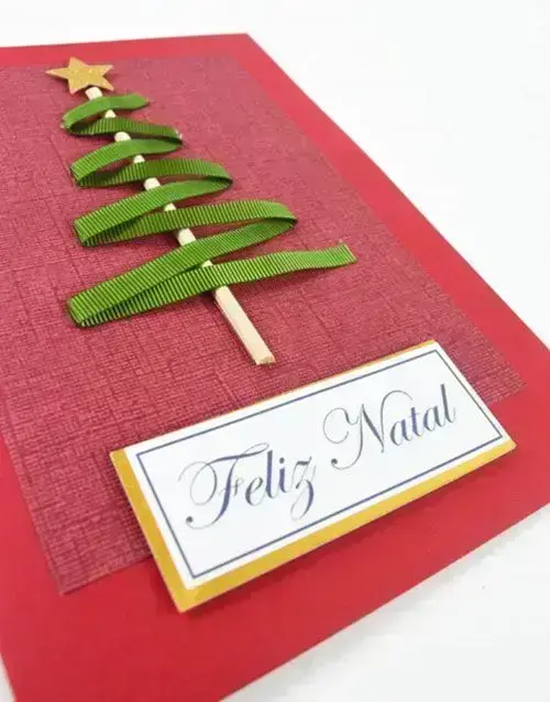 cartão de natal - cartão vermelho com palito 
