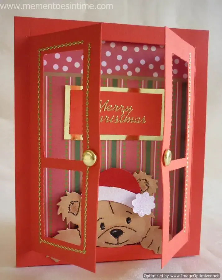 cartão de natal - cartão vermelho com urso 