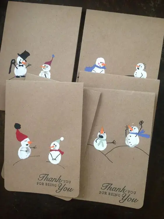 cartão de natal - cartões com bonecos de neve 