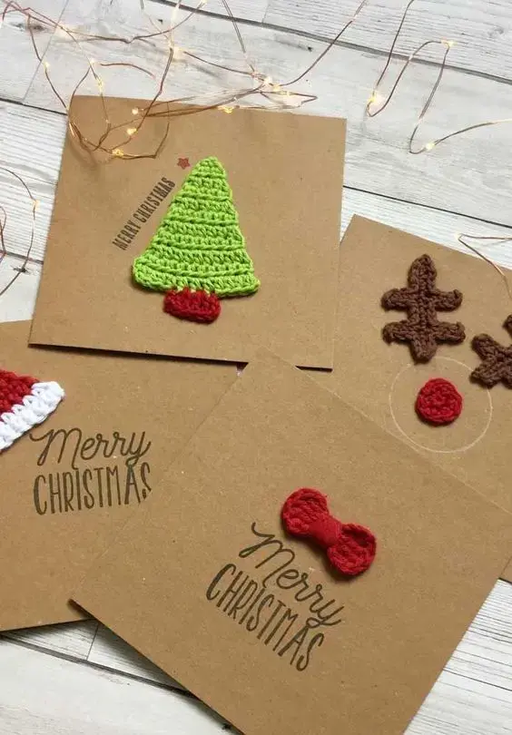 cartão de natal - cartões de natal com crochê