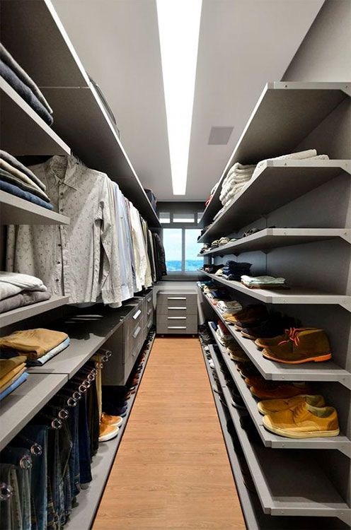 closet aberto - closet aberto com prateleiras de sapato 