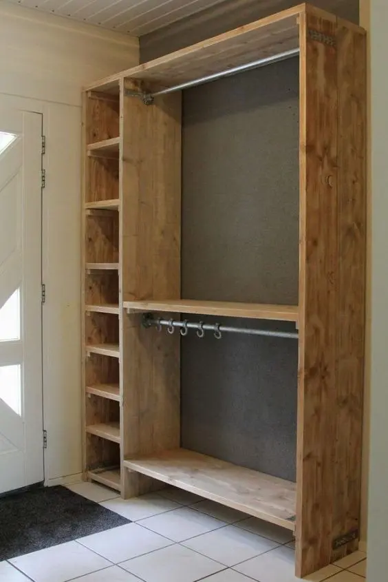 closet aberto - closet com madeira crua 